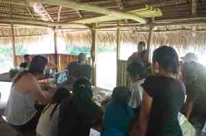 Shawn showing and talking about the topographic map of the epicentre he has been generating with help from Mrs. Choc, Paquiul, Cal, and Cal